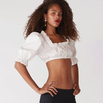 Women's New Casual Ultra-Short Top Decoration Wood Ear Sexy Umbilled Shirt